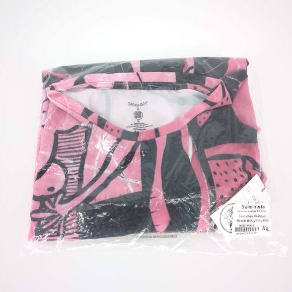 Swiminista x James Peter Henry Good Vibes Rashguard Beach Activities Pink XL NWT - Picture 12 of 15